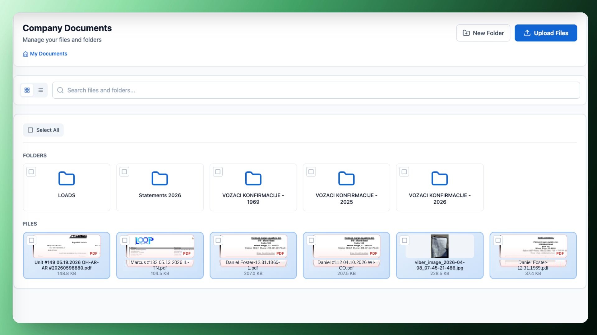 Files and folders document vault